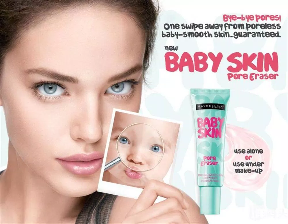 Sử dụng kem lót Maybelline New York Baby Skin Instant Pore Eraser trước lớp makeup để có được một lớp nền hoàn hảo. (nguồn ảnh: Internet)