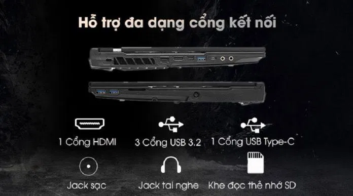 Hệ thống cổng kết nói của MSI Gaming Leopard 10SDK GL65