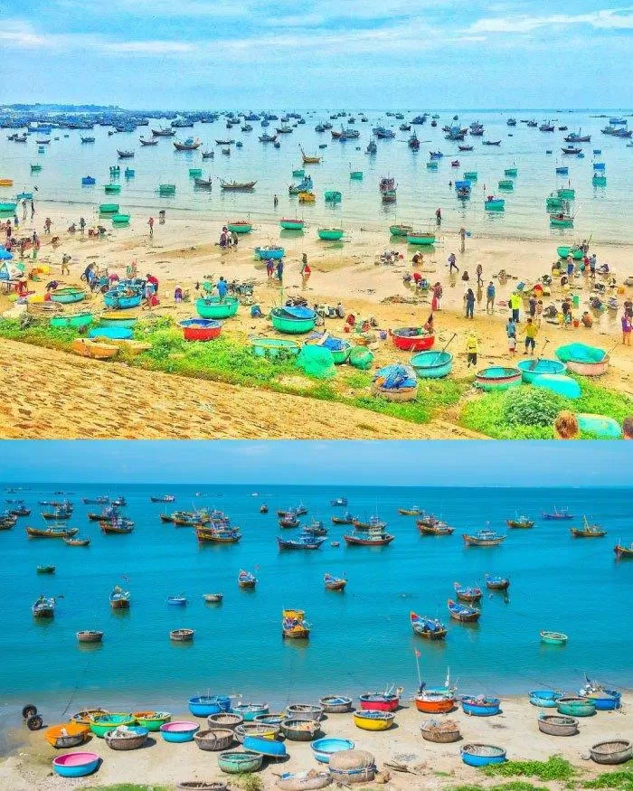 Làng chài Mũi Né đẹp lung linh vào buổi sáng. (Nguồn: Internet)