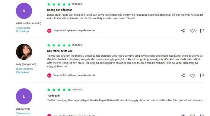 Bình luận của khách hàng đã sử dụng Neutrogena Rapid Wrinkle Repair Retinol Oil (Nguồn: BlogAnChoi) Bình luận của khách hàng đã sử dụng Neutrogena Rapid Wrinkle Repair Retinol Oil (Nguồn: BlogAnChoi)