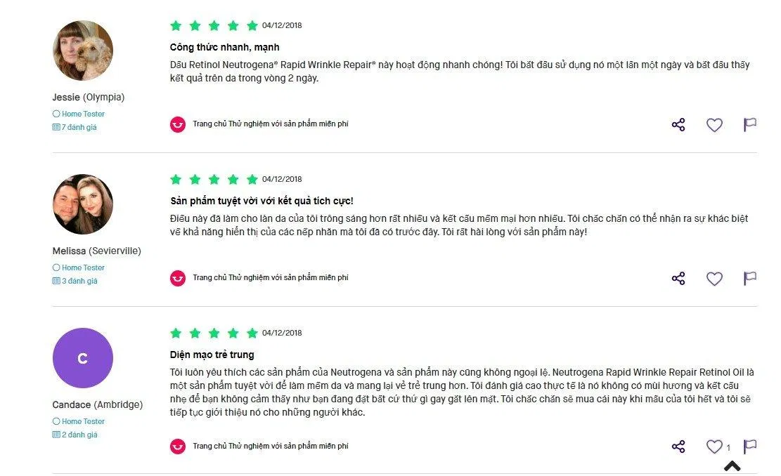 Bình luận của khách hàng đã sử dụng Neutrogena Rapid Wrinkle Repair Retinol Oil (Nguồn: BlogAnChoi) Bình luận của khách hàng đã sử dụng Neutrogena Rapid Wrinkle Repair Retinol Oil (Nguồn: BlogAnChoi)