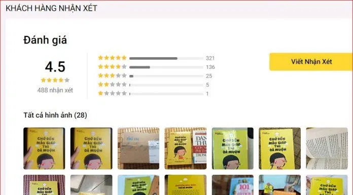 Đánh giá của độc giả về quyển sách trên Tiki (Nguồn ảnh: internet) Đánh giá của độc giả về quyển sách trên Tiki (Nguồn ảnh: internet)