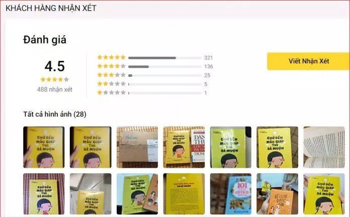Đánh giá của độc giả về quyển sách trên Tiki (Nguồn ảnh: internet) Đánh giá của độc giả về quyển sách trên Tiki (Nguồn ảnh: internet)