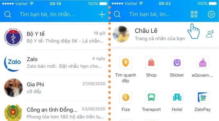 Click vào mục Thêm, sau đó chọn biểu tượng quét mã QR. (Ảnh: BlogAnChoi)