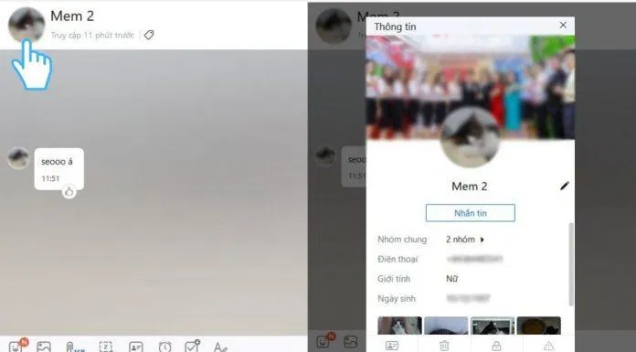 Click vào ảnh đại diện trong giao diện nhắn tin để xem thông tin hoặc tùy chỉnh trạng thái với một người bạn của bạn. (Ảnh: BlogAnChoi)