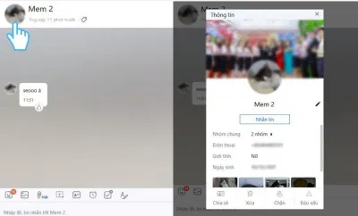 Click vào ảnh đại diện trong giao diện nhắn tin để xem thông tin hoặc tùy chỉnh trạng thái với một người bạn của bạn. (Ảnh: BlogAnChoi)