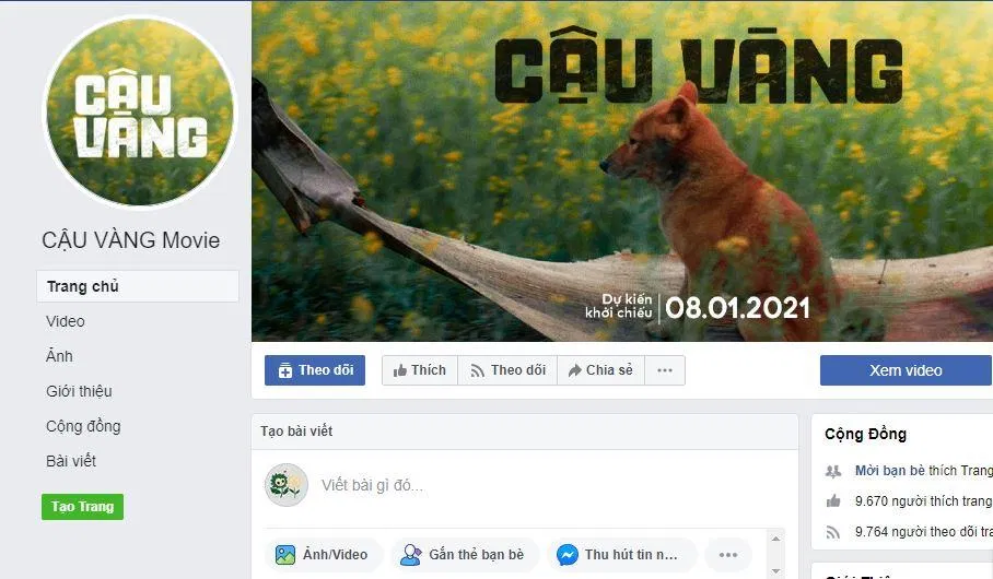 Fanpage của Cậu Vàng Movie (Nguồn: Internet)