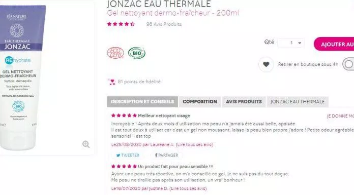 Sản phẩm được đánh giá 5* dành cho sữa rửa mặt tốt nhất dành cho da nhạy cảm trên trang mademoiselle-bio. (Nguồn: BlogAnChoi)