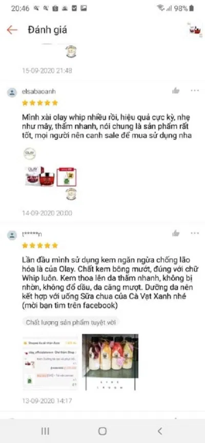 Đánh giá của khách hàng trên Shopee (Ảnh: BlogAnChoi).