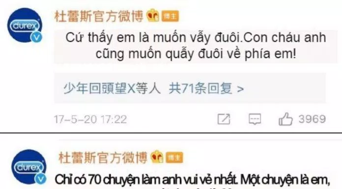 Content của Durex Trung Quốc cũng "đỉnh kout" không kém. (Ảnh: Internet)