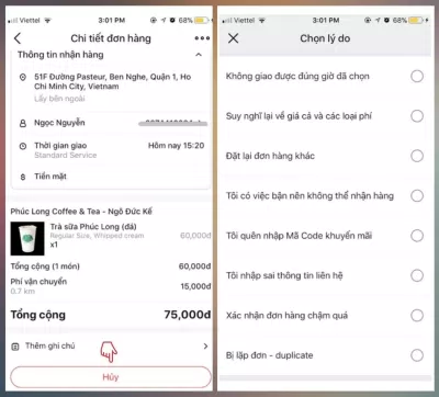 Hỗ trợ tính năng hủy đơn hàng Now nếu khách chưa sẵn sàng gọi món. (Ảnh: Internet)