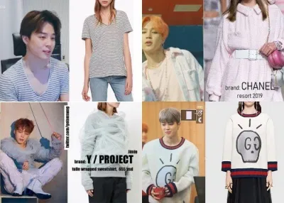 Không ít lần fan bắt gặp Jimin mặc những chiếc áo, quần unisex thậm chí là chỉ dành cho con gái. Và Jimin cũng từng nói rằng cậu chàng trông đẹp hơn khi mặc đồ nữ (Ảnh: Twitter)