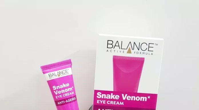 Bao bì của Balance Active Formula Snake Venom Eye Cream sử dụng tông hồng bắt mắt (Ảnh Internet)