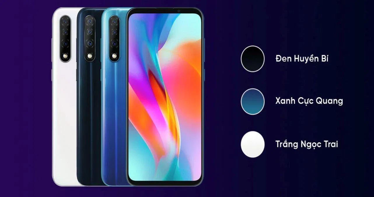 Vsmart Live có 3 tùy chọn màu sắc: Đen Huyền Bí, Trắng Ngọc Trai và Xanh Cực Quang với hiệu ứng gradient thay đổi màu sắc. (Nguồn: Internet)