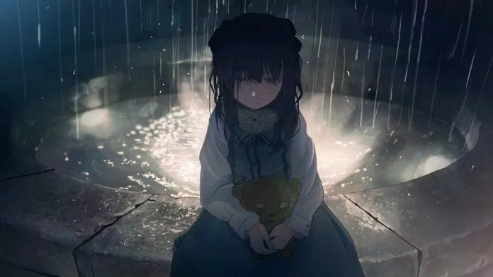 Cô bé nhỏ ướt đẫm dưới màn mưa (Nguồn: Internet)