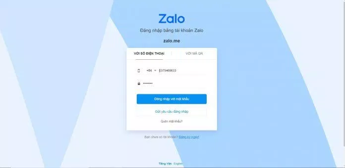 Nhập só điện thoại và mật khẩu của mình (ảnh internet)