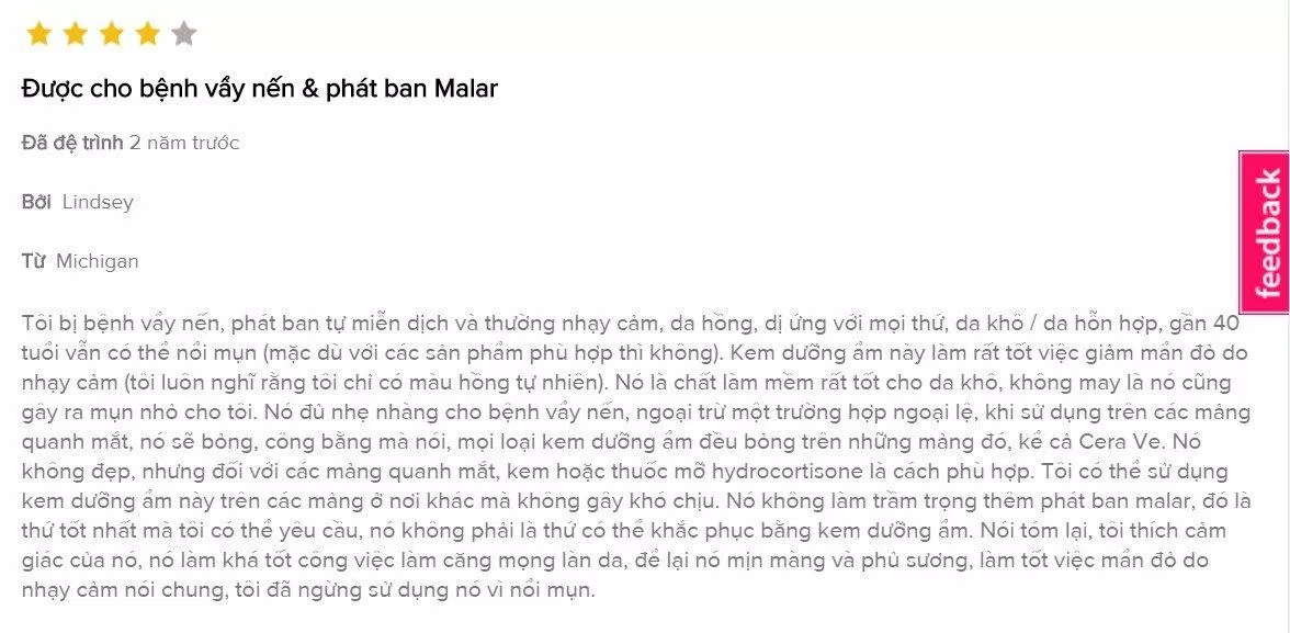 Đánh giá của khách hàng đã sủ dụng Calm Restoring Moisturizer Normal to Dry trên trang Beautypedia.com (Nguồn: Internet)