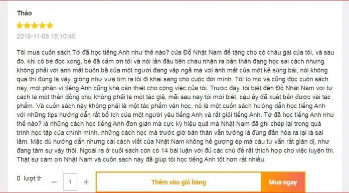 Nhận xét của bạn đọc mua sách trên Fahasa (Nguồn: internet)