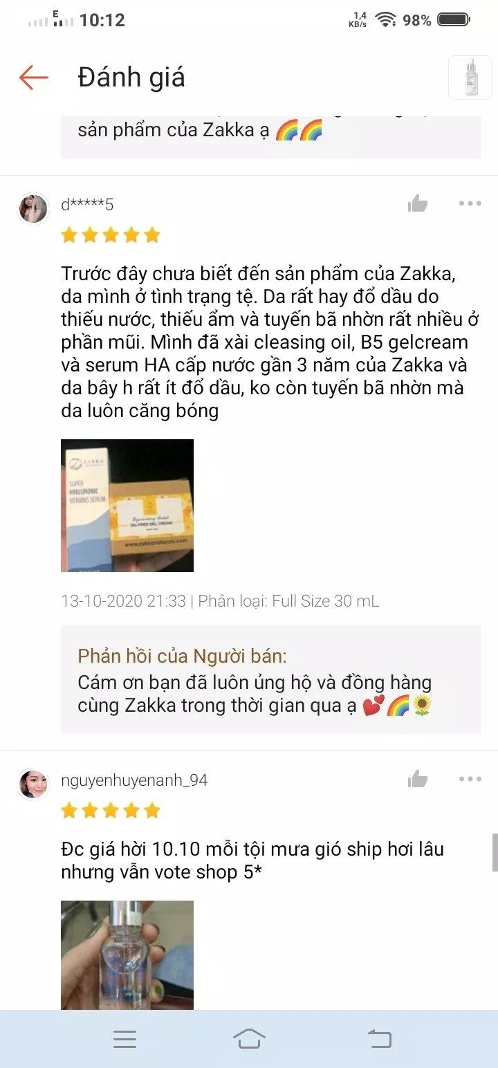 Đánh giá tích cực trên shopee (Nguồn: BlogAnChoi)