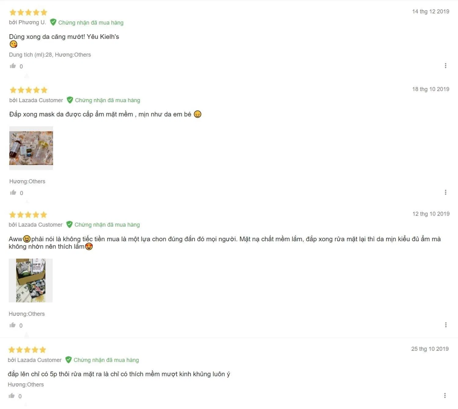 Review đánh giá của khách hãng đã sử dụng mặt nạ bơ Kiehls trên Lazada. (Nguồn: BlogAnChoi)