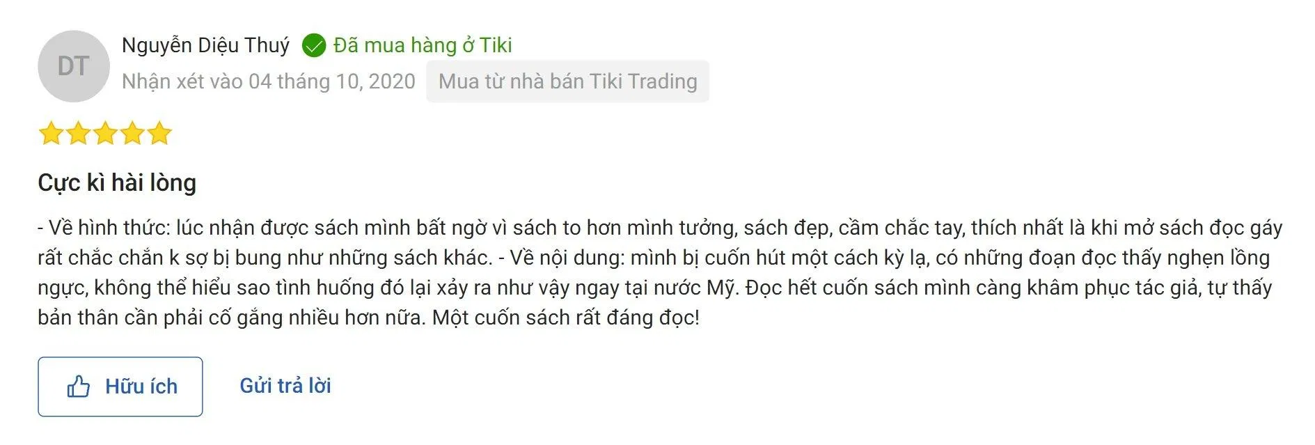 Đánh giá của độc giả trên Tiki (ảnh: BlogAnChoi) Đánh giá của độc giả trên Tiki (ảnh: BlogAnChoi)