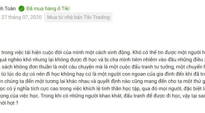 Đánh giá của độc giả trên Tiki (ảnh: BlogAnChoi) Đánh giá của độc giả trên Tiki (ảnh: BlogAnChoi)