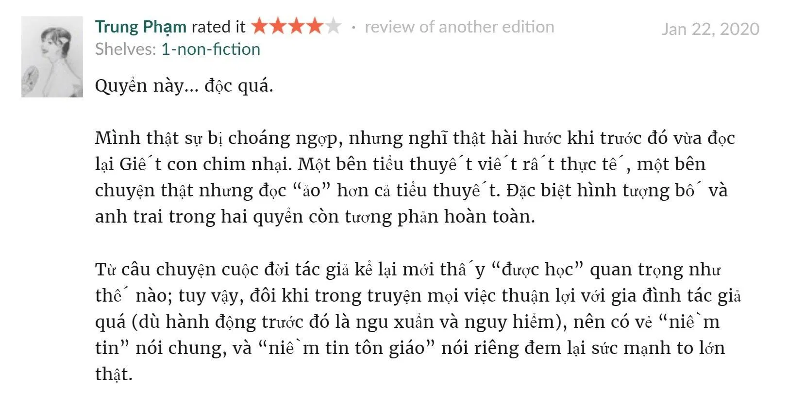 Đánh giá của độc giả Mía trên Goodreads (ảnh: BlogAnChoi) Đánh giá của độc giả Mía trên Goodreads (ảnh: BlogAnChoi)