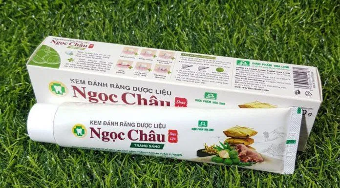 Vỏ hộp và tuýp kem đánh răng Ngọc Châu Trắng Sáng. (Ảnh: Internet)