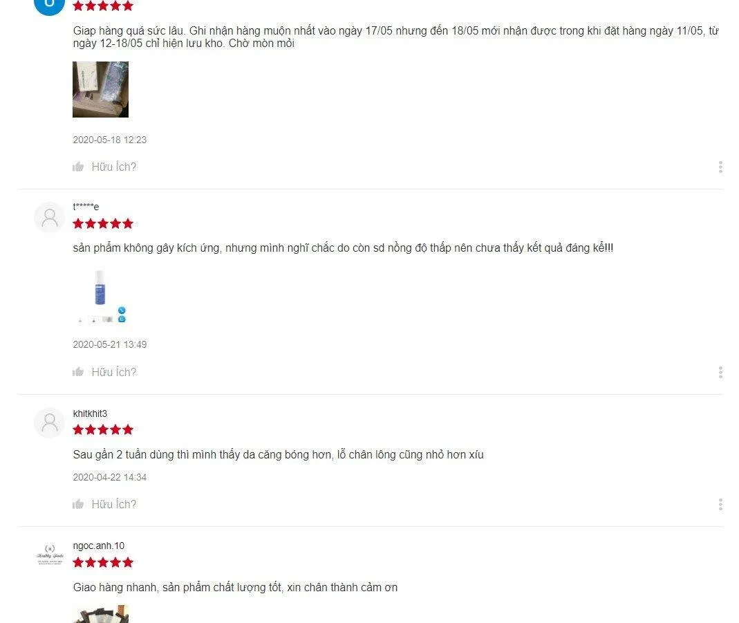 Đánh giá của khách hàng đã sử dụng Resist Daily Smoothing Treatment With 5% AHA trên Shopee (Nguồn: Internet)
