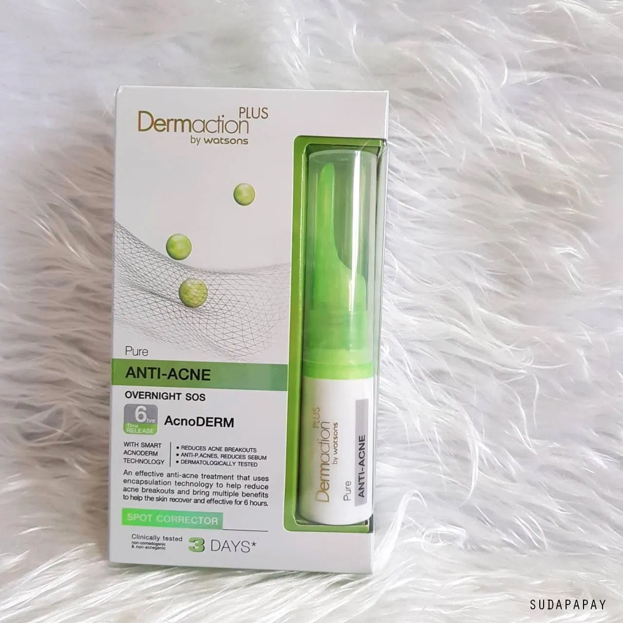 Gel Trị Mụn Dermaction Plus By Watsons Pure Anti-Acne Overnight Sos AcnoDERM Spot Corrector được quảng cáo là có khả năng trị mụn hiệu quả (Nguồn: Internet).