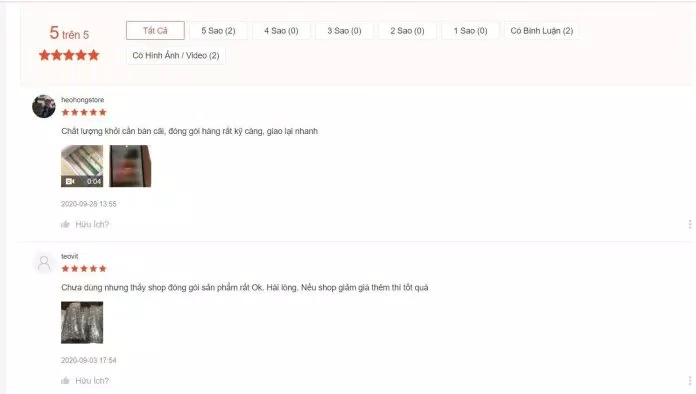 Đánh giá tích cực của khách hàng đã sử dụng trên Shopee. (nguồn: BlogAnChoi)