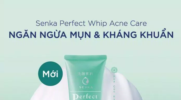 Senka Perfect Whip Acne Care với tone màu xanh lá dịu da, mát mắt. (nguồn: Internet)
