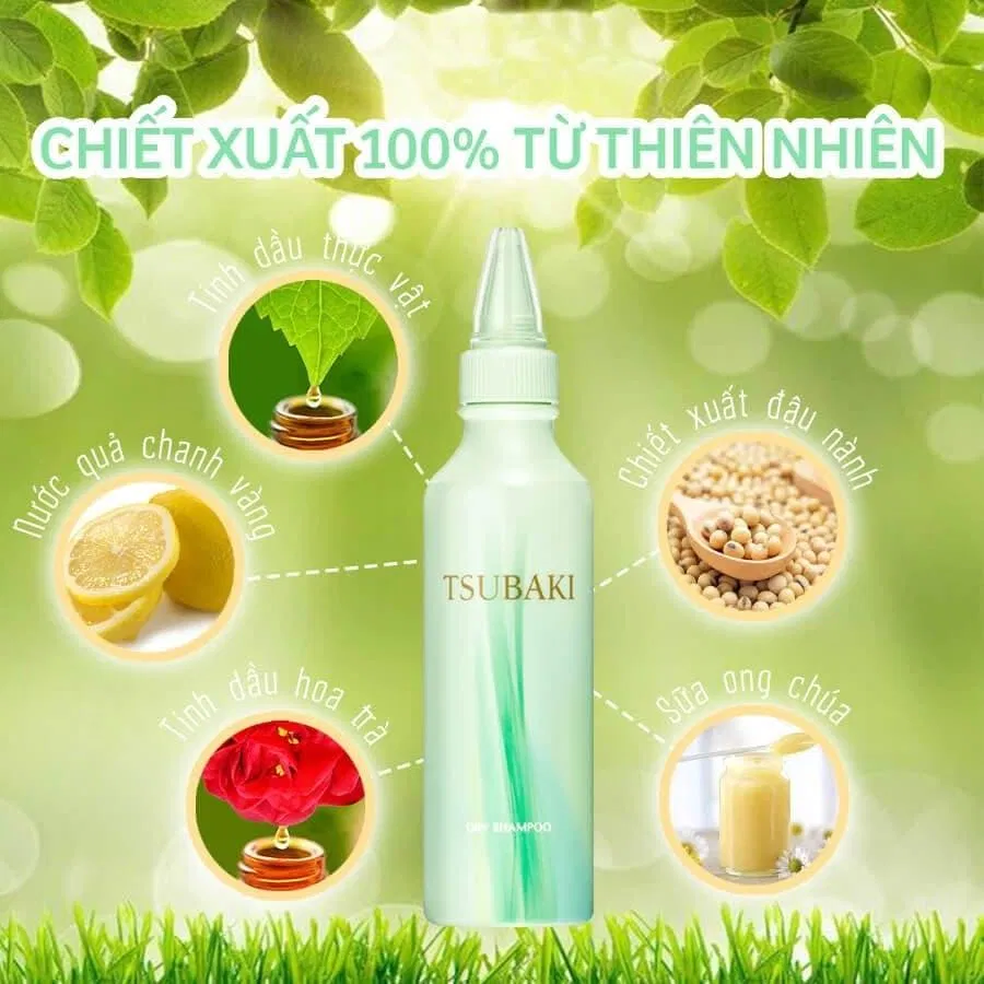 Dầu gội khô TSUBAKI với thành phần chiết xuất 100% từ thiên nhiên (Ảnh: Internet).