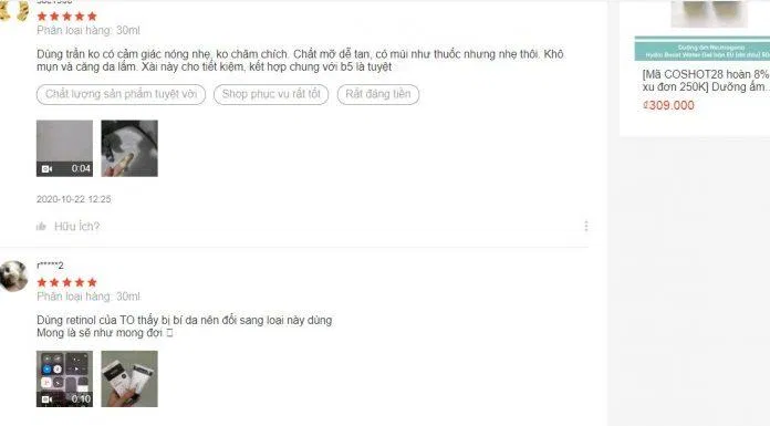 Đánh giá của khách hàng trên Shopee (Ảnh Internet)