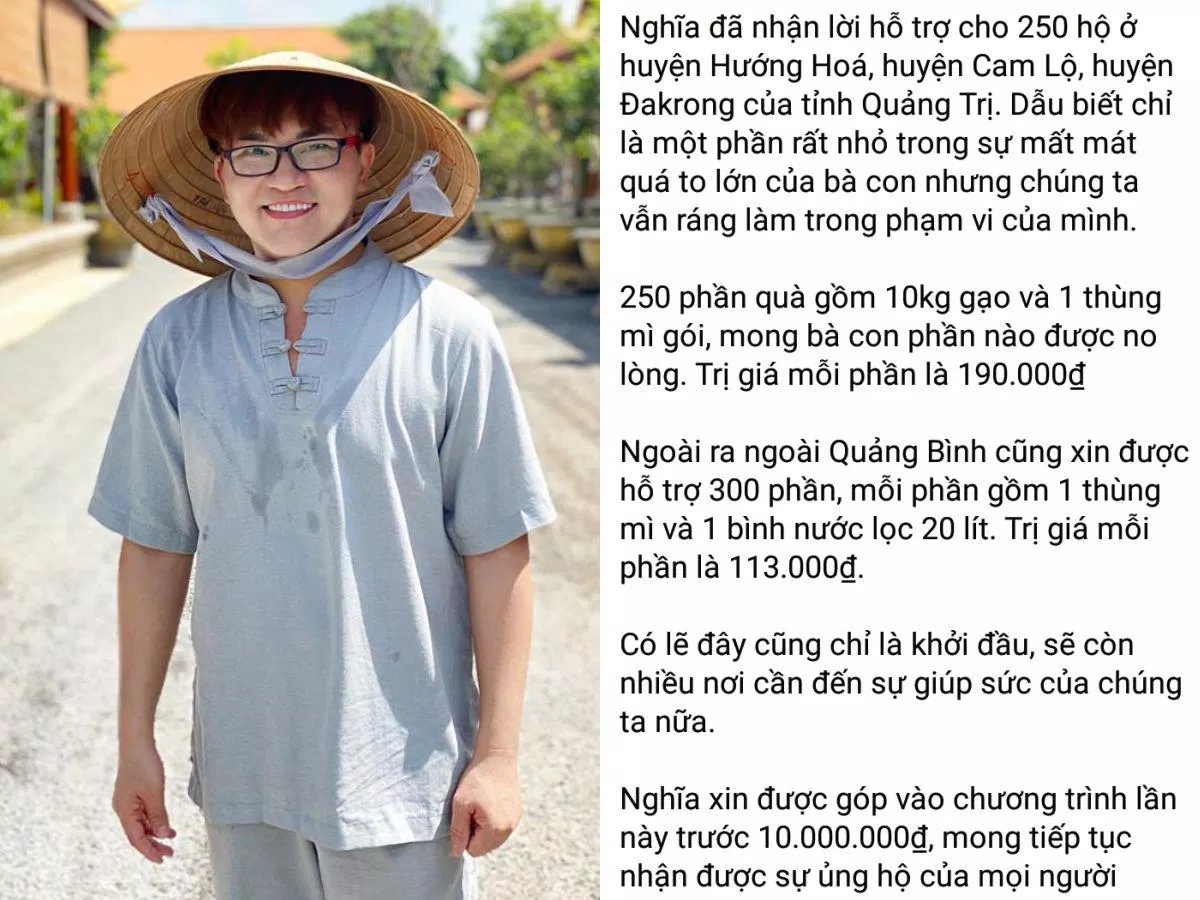 MC Đại Nghĩa chia sẻ về việc ủng hộ miền Trung. (Ảnh: Internet)