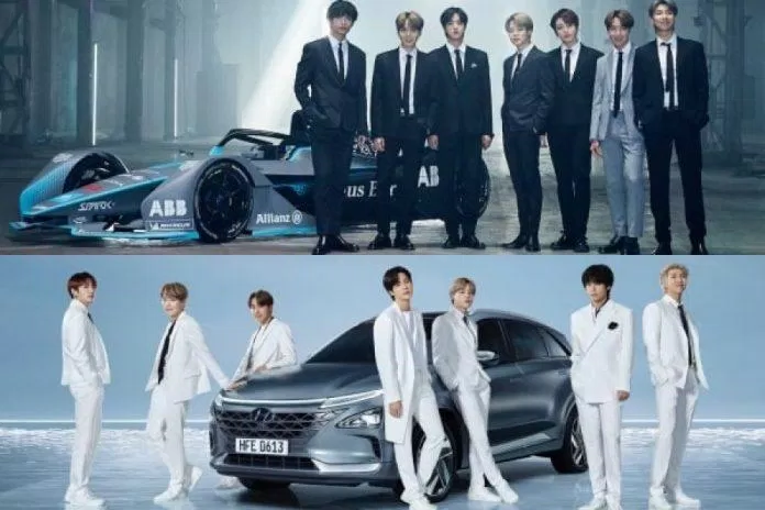 BTS thể hiện hoạt động tích cực bằng cách là đại sứ cho hai dòng xe với nhiên liệu thân thiện với môi trường. (Nguồn Internet)