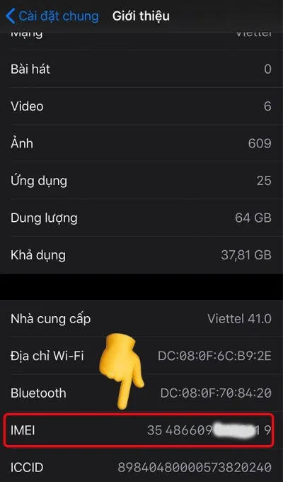 Lấy số IMEI