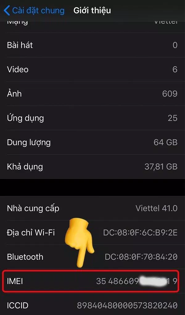 Lấy số IMEI