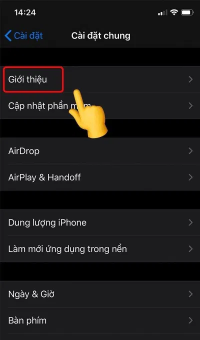 Chọn mục giới thiệu