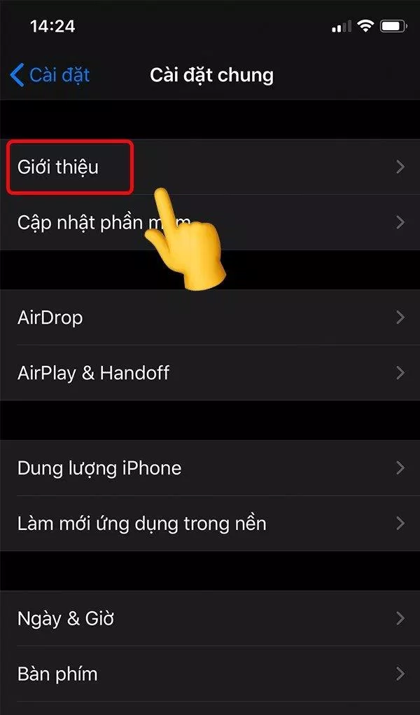 Chọn mục giới thiệu