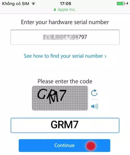 Nhập số IMEI vào