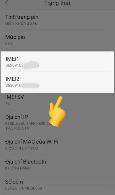 Kiểm tra số IMEI