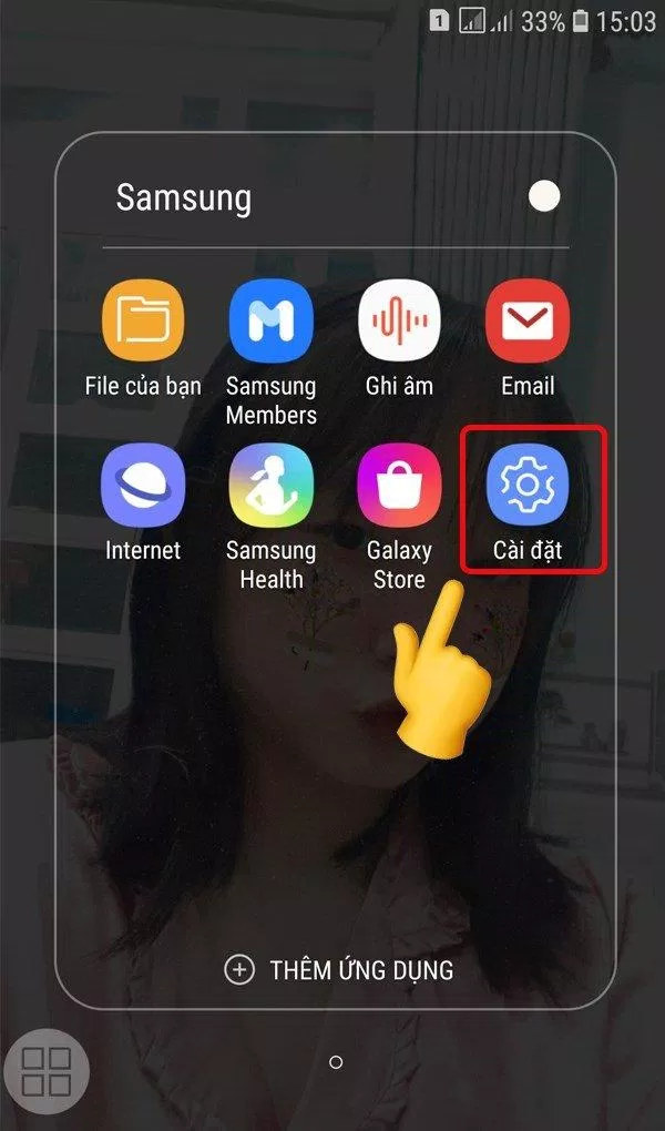 Vào cài đặt