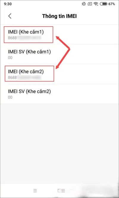 Vào mục IMEI lấy số