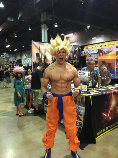 Một fan cuồng của Son Goku trong trang phục cosplay (Ảnh: Internet). Một fan cuồng của Son Goku trong trang phục cosplay (Ảnh: Internet).