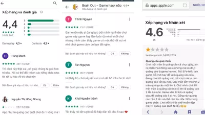 Đánh giá của người chơi trên hai nền tảng Android và iOS (Ảnh: internet)