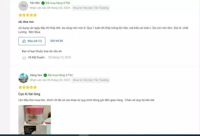 Phản hồi tích cực của khách hàng trên Tiki (nguồn: TinhVe). Phản hồi tích cực của khách hàng trên Tiki (nguồn: TinhVe).
