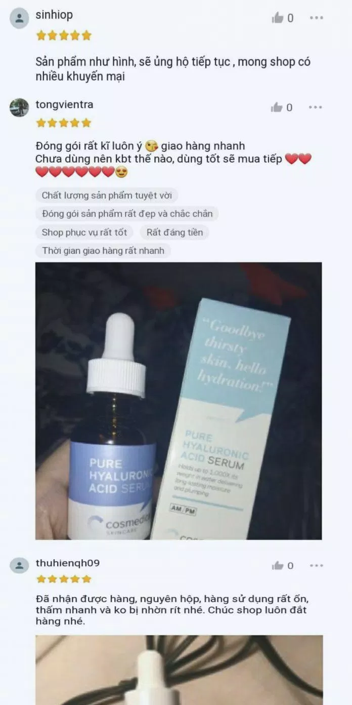 Phản hồi của khách hàng trên Shopee (ảnh:  TinhVe)