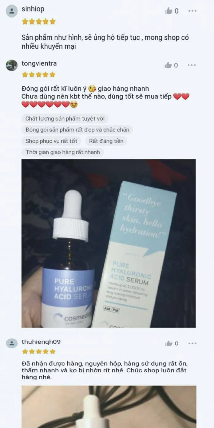 Phản hồi của khách hàng trên Shopee (ảnh: BlogAnChoi)
