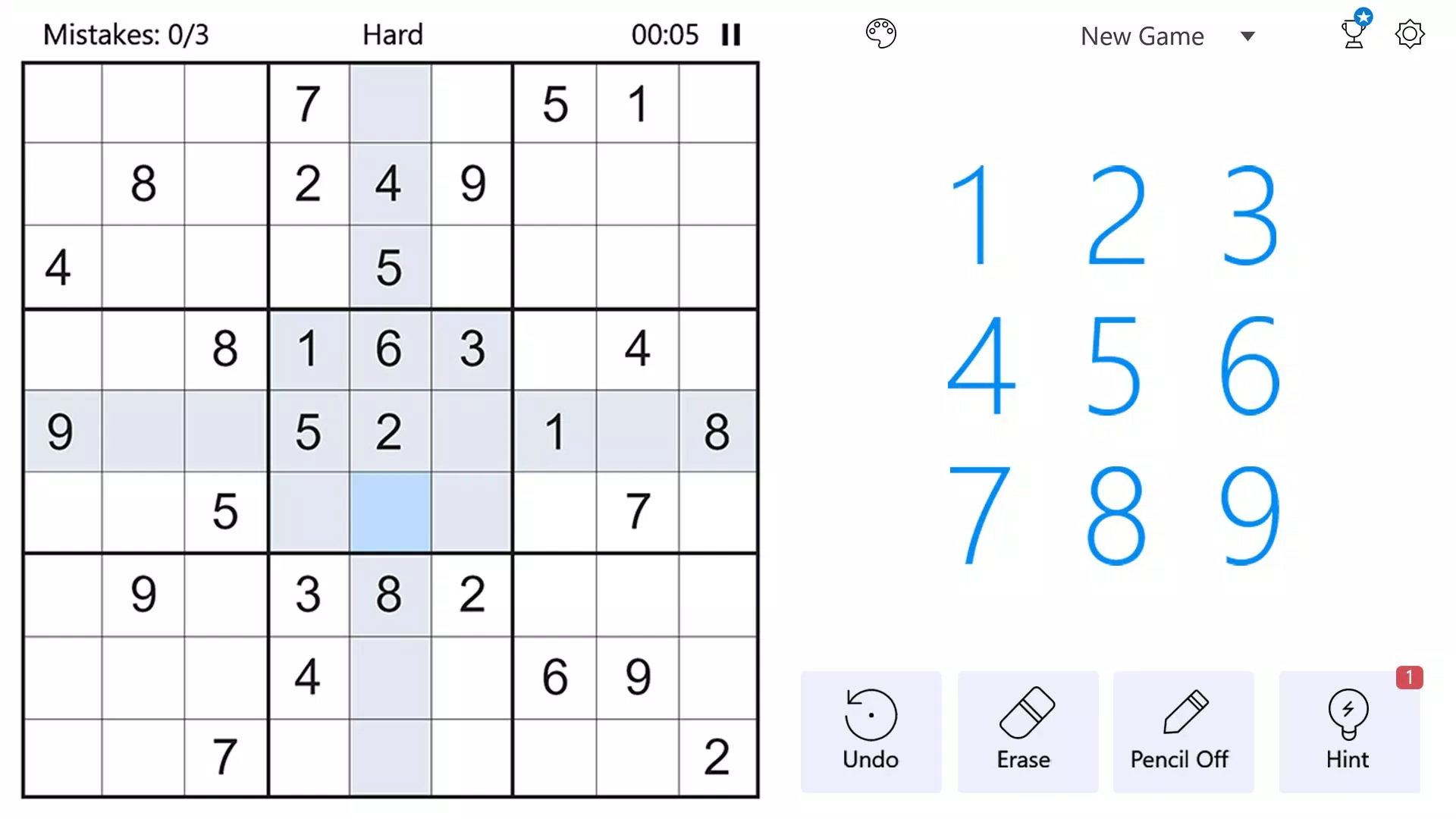 Giao diện của game Sudoku cổ điển (Ảnh: internet)